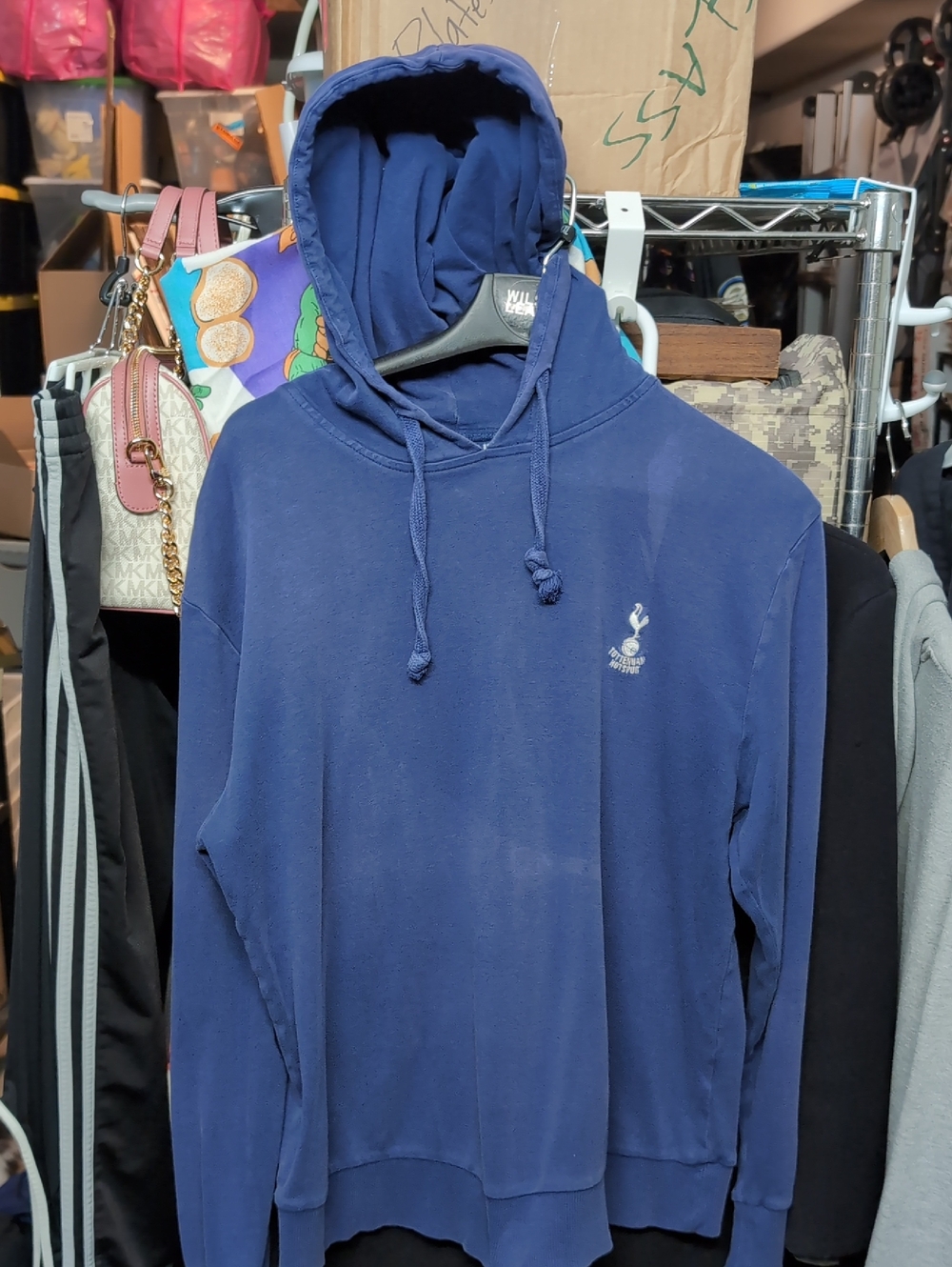 Tottenham Hotspur Navy Pullover Hoodie with Embroidered Crest L Large